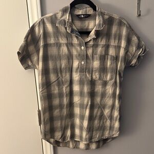The North Face Beige and Gray Plaid Button Down Shirt